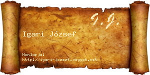 Igari József névjegykártya